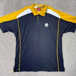 Pittsburgh Steelers Polo Mens 2XL Black Yellow NFL VF Imagewear EUC